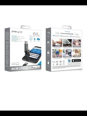 PNY 64GB Duo Link USB 3.0 Flash Drive - Silver/Black